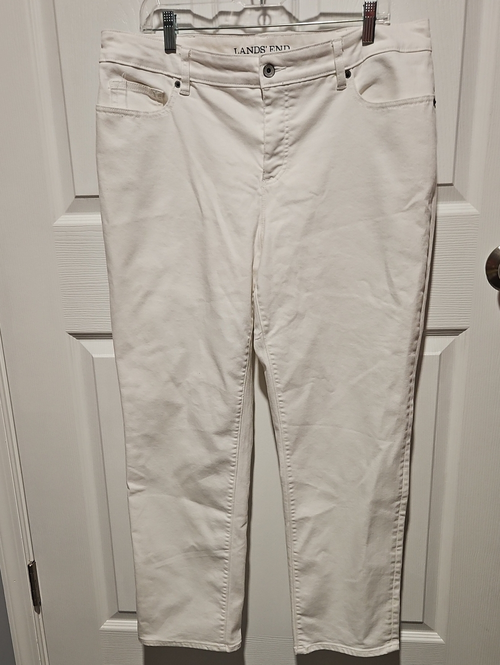 Lands' End White Straight Leg Jeans Mid Rise Plus Size 16W